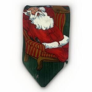 VTG Hallmark Christmas Silk Tie Necktie Santa Claus Snowman Holiday Party USA
